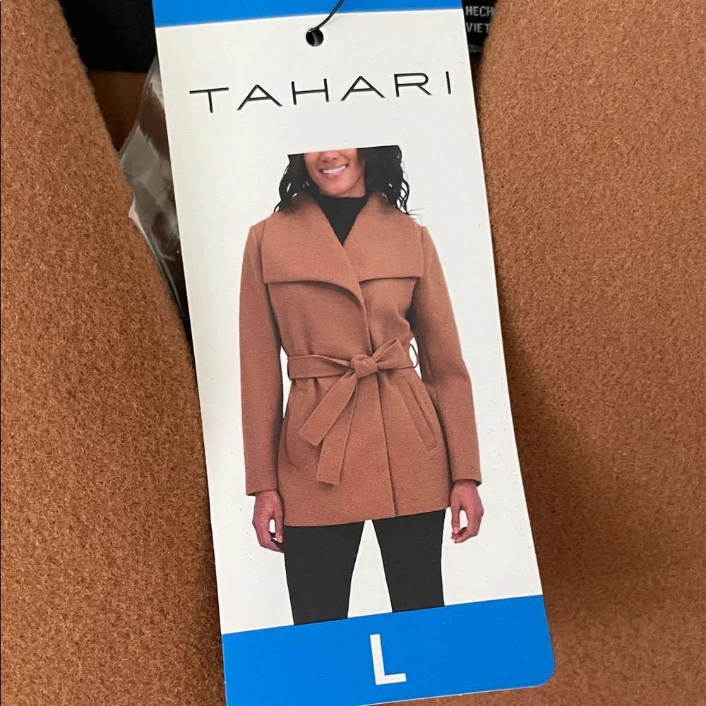 TAHARI|Women's Tan Camel Belted Coat|Large|NWT - Picture 5 of 8